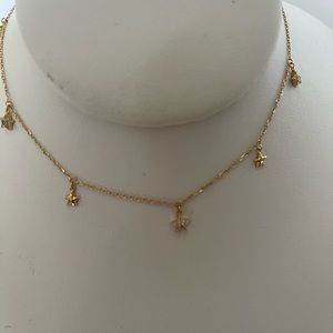 14k yellow gold multi star necklace